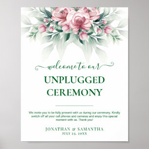 Elegante Pink Greenarry Moderne Hochzeit Poster
