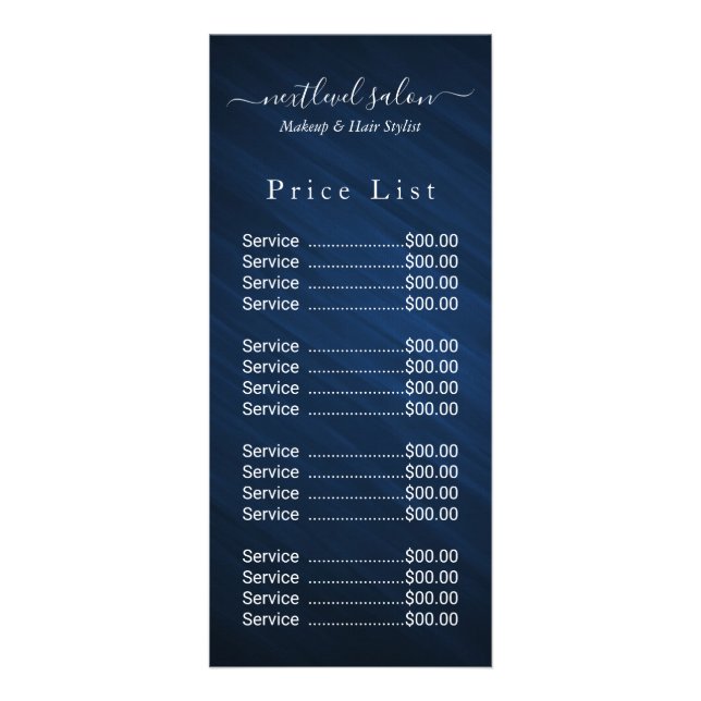 Elegante Pink Hair Salon Preis Rack Card Werbekarte (Vorne)