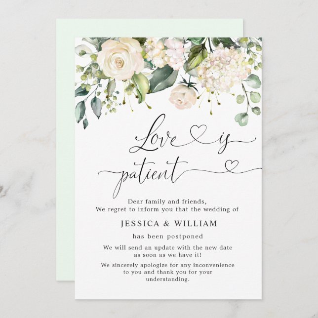 Elegante Pink Hydrangea-Rose verschoben Einladung (Vorne/Hinten)