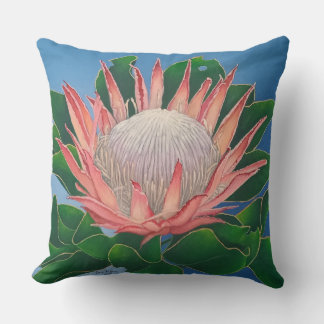 Elegante Pink King Protea | Botanische Blumenkunst Kissen