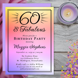 Elegante Pink Lila Ombre Fabelhafte 60. Geburtstag Einladung