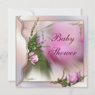 Elegante Pink Magnolia Sparkle Babydusche Einladung
