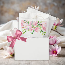 Elegante Pink Magnolia Watercolor Babydusche Geschenktütchen
