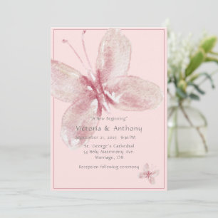 Elegante Pink Mauve Watercolor Butterfly Wedding Einladung