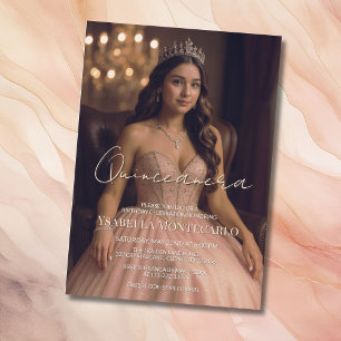 Elegante Pink oder Rose Gold Quinceañera-Einladung Einladung