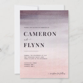 Elegante Pink Ombre Wasserfarbe Moderne Hochzeit Einladung
