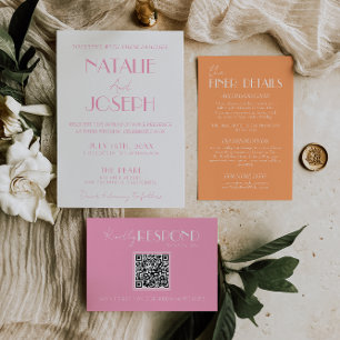 Elegante Pink Orange Stylische Minimalistische Hoc Einladung