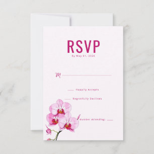 Elegante Pink-Orchidee RSVP Karte