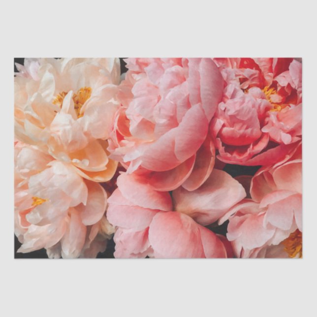 Elegante Pink & Peach Peonies Seidenpapier (Vorderseite)