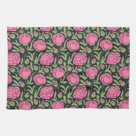 Elegante Pink Peony Blume Geschirrtuch