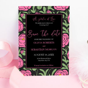 Elegante Pink Peony Blume Hochzeit Save The Date