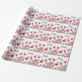 Elegante Pink Peony & Butterflies Girl Baby Shower Geschenkpapier