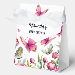 Elegante Pink Peony & Butterflies Girl Baby Shower Geschenkschachtel