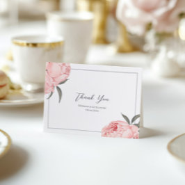 Elegante Pink Pink Peony Wedding Dankeschön Karte