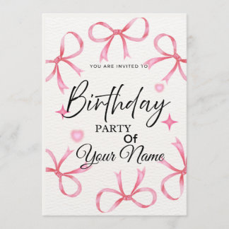 Elegante Pink Ribbon Geburtstagsparty-Einladung Einladung