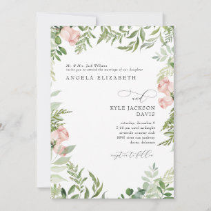 Elegante Pink/Rosa Florale Eukalyptus Braut Eltern Einladung