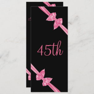 Elegante Pink Satin Bows 45. Geburtstag Einladung