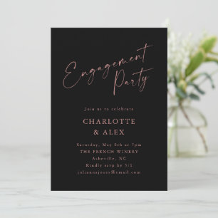 Elegante Pink-Schwarze Schrift Verlobungsfeier Einladung