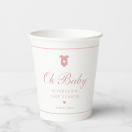 Elegante Pink Script Baby Dusche Pappbecher