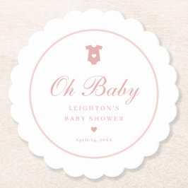 Elegante Pink Script Girls Oh Baby Shower Untersetzer
