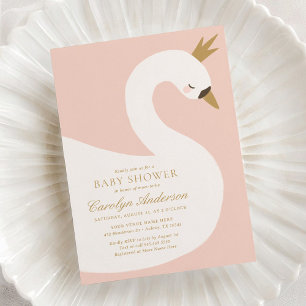 Elegante Pink Swan Baby Dusche Einladung