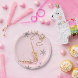 Elegante Pink- und Gold-Champagner-Feier Pappteller