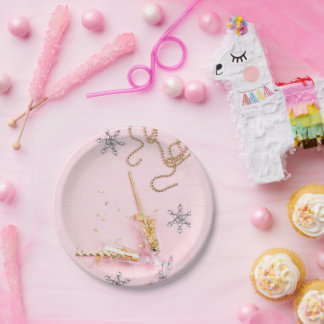 Elegante Pink- und Gold-Champagner-Feier Pappteller