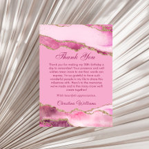 Elegante Pink- und Gold-Geburtstagsfeier Danke