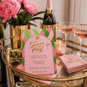 Elegante Pink- und Grüne Sommerparty Acryleinladungen