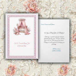 Elegante Pink und White Crib Baby Baptisk Karte