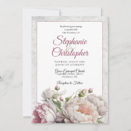 Elegante Pink White Floral Peonies Wedding Einladung