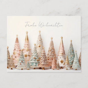 Elegante pinke und grüne Weihnachtsbäume Postkarte