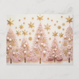 Elegante pinke Weihnachtsbäume für Weihnachten Postkarte