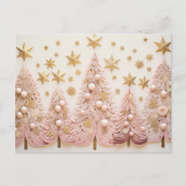 Elegante pinke Weihnachtsbäume für Weihnachten Postkarte (Vorderseite)