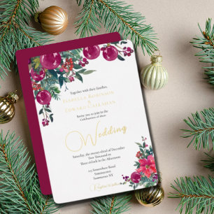 Elegante Pinke Weihnachtsstern-Weihnachtsblumen-Ho Folieneinladung