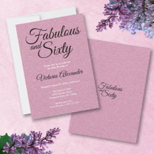 Elegante pinkfarbene Glitter-Fabulous-and-Sixty-Ge Einladung