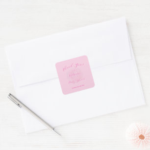 Elegante Pinks Oh Baby Script Pfingstrose Baby-Par Quadratischer Aufkleber