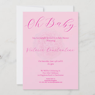 Elegante Pinks Oh Baby Script Pfingstrose Baby Sho Einladung