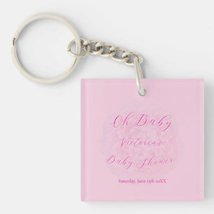 Elegante Pinks Oh Baby Script Pfingstrose Baby Sho Schlüsselanhänger
