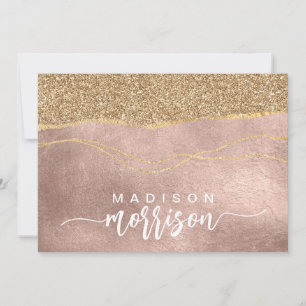 Elegante Pinselstrichname Rose Gold Foil Mitteilungskarte