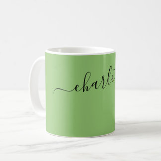 Elegante Pistazienfarbe Moderner Name Personalisie Kaffeetasse