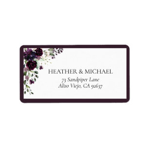 Elegante Plum Lila Mauve Floral Rücksendeadresse Adressaufkleber