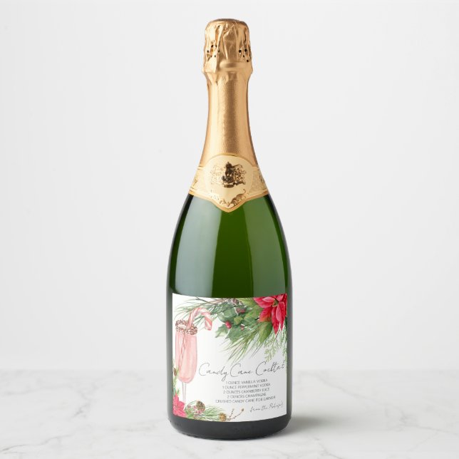 Elegante Poinsettia Candy Cane Recipe Champage (Vorderseite)