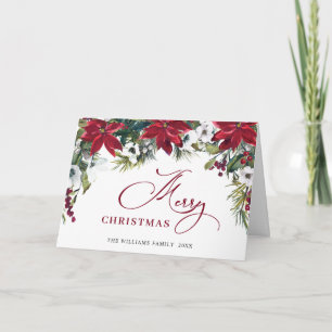 Elegante Poinsettia-Mistelzweig-Weihnachtsgruß Feiertagskarte