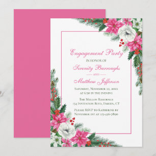 Elegante Poinsettia Pink Weihnachtsbindungsparty Einladung