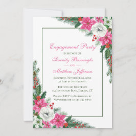 Elegante Poinsettia Pink Weihnachtsbindungsparty Einladung