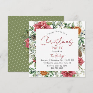 Elegante Poinsettia-Weihnachtsfeier Schriftzug Einladung