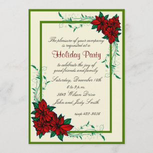 Elegante Poinsettia Weihnachtszeit-Party Einladung