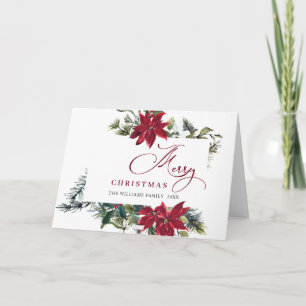 Elegante Poinsettie Mistel Weihnachtsgruß Feiertagskarte