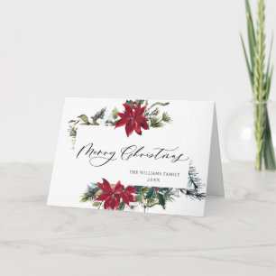 Elegante Poinsettie Mistel Weihnachtsgruß Feiertagskarte